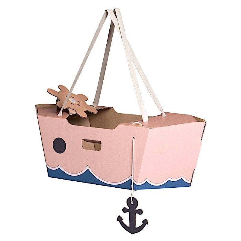 Kit déguisement en carton - Bateau - 70 x 32 x 24 cm - Rose