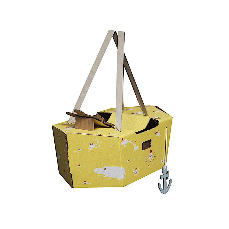 Kit déguisement en carton - Bateau - 70 × 32 × 24 cm - Jaune