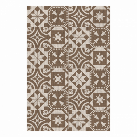 Tapis de jardin - Carreaux de ciment - 182 x 122 cm - Marron