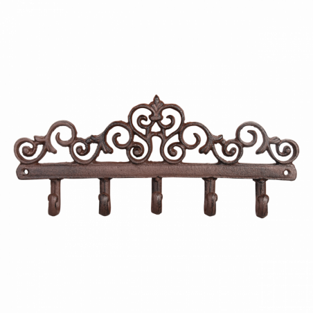 Porte-manteau en fonte - L 3,8 x l 32,1 x H 13,9 cm - Marron