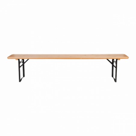 Banc en fer et bois - L 25 x l 220 x H 45,5 cm - Beige