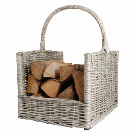 Panier à bois - L 36 x l 45,8 x H 51,5 cm - Gris