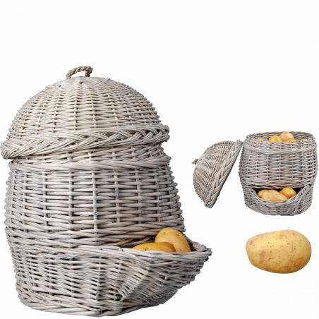 Panier à pommes de terre - L 46,5 x l 35,2 x H 44,8 cm - Gris