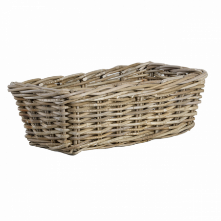 Panier d'étagère en rotin - L 46 x l 24,5 x H 15,7 cm - Beige