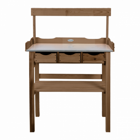 Table à rempoter en bois - Avec accessoires - L 37,9 x l 80,1 x H 113 cm - Marron