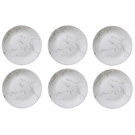 Lot de 6 assiettes plates effet marbre - D 26 cm - Blanc