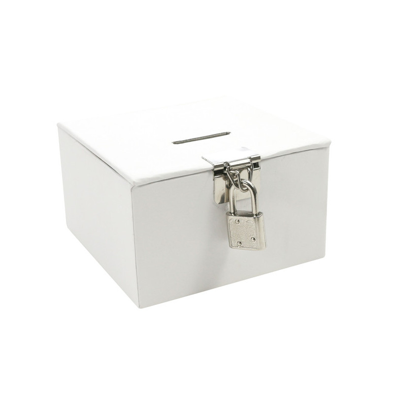 Boîte à trésors personnalisable - 10,5 cm - Blanc - Boîte à cadenas