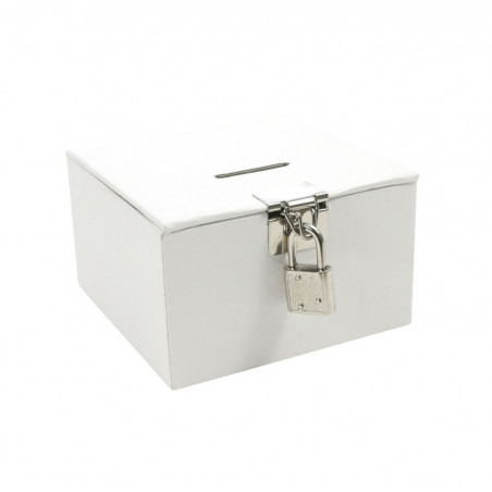Boîte à trésors personnalisable - 10,5 cm - Blanc - Boîte à cadenas