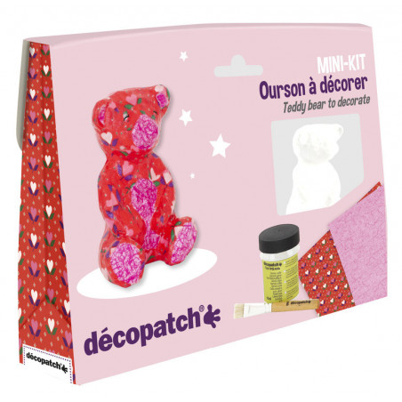Mini-kit Ourson à décorer soi-même - Dès 5 ans - Kit complet loisir créatif Décopatch DIY