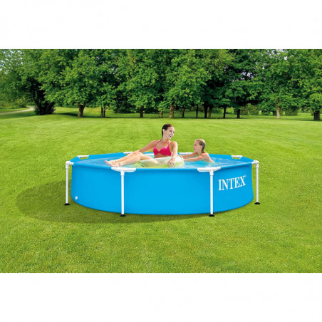 Piscine hors sol tubulaire ronde D 2,44m x H 0,51 m - Intex Metal Frame - Bleu