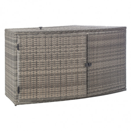 Cache moteur pour spa avec double porte - Résine aspect rotin tressé - Gris - 121 x 60 x H 55 cm