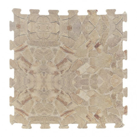 Pack de 8 dalles de sol modulables design pierre beige - 50 x 50 cm - Mousse ep. 40mm - Tapis piscine ou spa