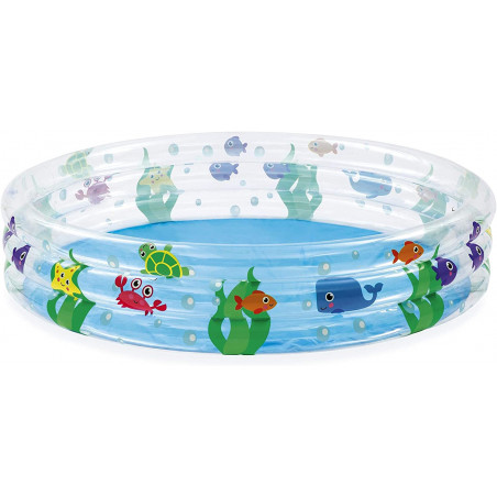 Piscine gonflable ronde 3 boudins - 152 x 30 cm - Bestway - Décor marin