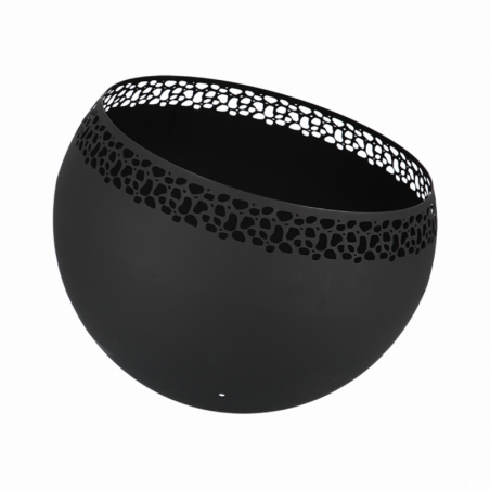 Brasero boule décor pois - Collecteur de cendres - D 58 x H 46,5 cm - Métal noir