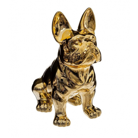 Statuette Déco Bulldog doré - H 22 cm - Figurine déco couleur or