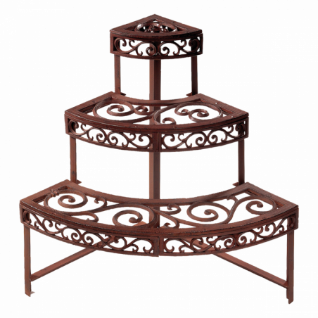Étagère d'angle de jardin - Escalier 3 niveaux - L 49 x H 65,5 cm - Fonte