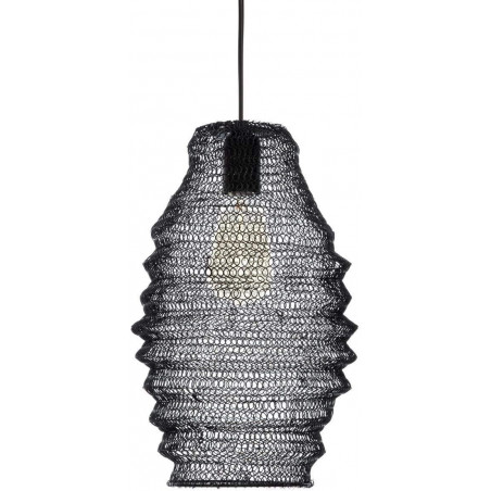 Suspension en fer maillé - D 24 x H 36 cm - Noir