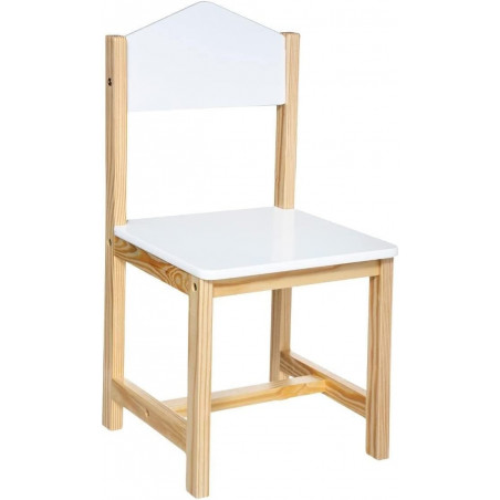 Chaise enfant - L 28,5 x P 29 x H 59 cm - Blanc et bois clair