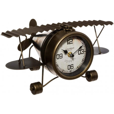 Horloge à poser - Avion - L 31,7 x P 21,7 x H 16,6 cm - Fer