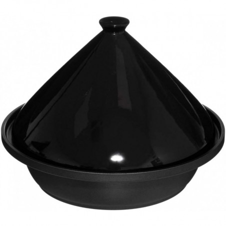 Plat à tajine en céramique - D. 30,3 x H. 22 cm - Noir