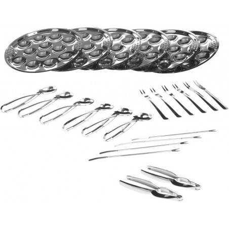 Set pour escargot 18 pièces - D. 19,3 x H. 1,5 cm - Argenté