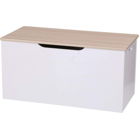 Coffre de rangement JUDY WILD DREAM - 80 x 40 x P 80 cm - Blanc et bois