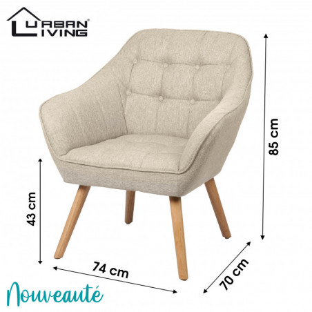 Fauteuil OLY tissu - Beige - L 74 x P 70 x H 85 cm