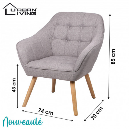 Fauteuil OLY tissu - Gris clair - L 74 x P 70 x H 85 cm