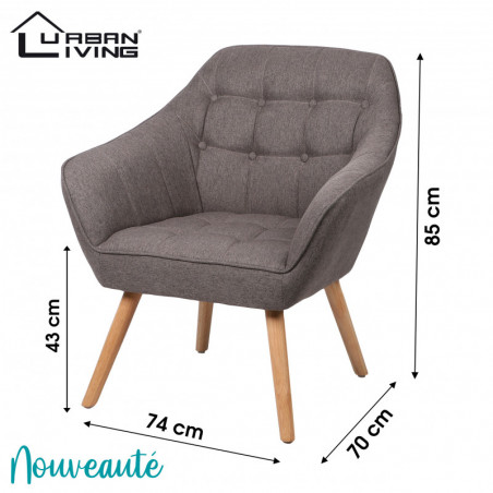 Fauteuil OLY tissu - Gris foncé - L 74 x P 70 x H 85 cm