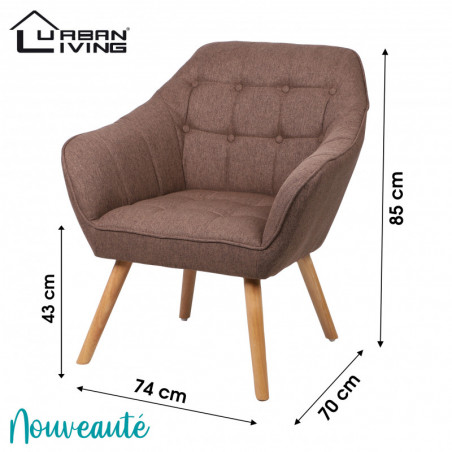 Fauteuil OLY tissu et bois - Taupe - L 74 x P 70 x H 85 cm