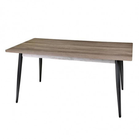 Table à manger BROOKLYN - Bois, noir mat - Métal et bois - 160 x 90 x H 76 cm