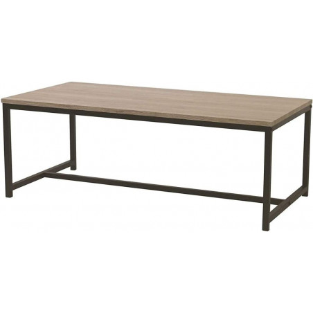 Table basse rectangulaire LOFT - Noir et Bois - Métal et bois - 100 x 50 x 36 cm