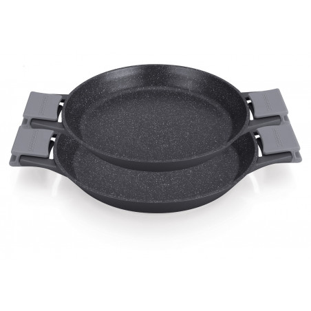 Set de 2 sauteuses type Paella 32 et 36 cm - revêtement effet pierre antiadhérent