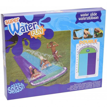 Double tapis de glisse à l'eau 4m82 x 145 cm - Avec jets d'eau - Gonflable