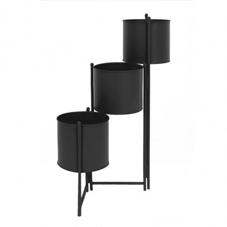 Ensemble de 3 caches pots en métal noir - Dépliable - 60 x 64 x D 18 cm - Noir mat