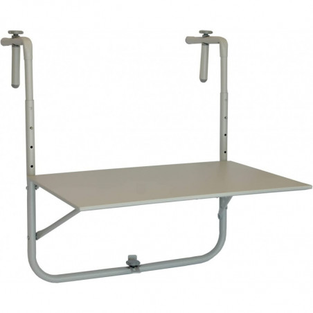 Table de balcon pliable 60 x 40 cm universelle et amovible - Table pliante hauteur réglable - Gris mat