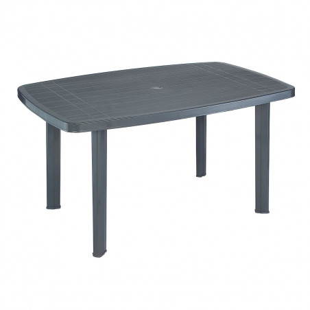 Table de jardin L 140 x L 90 x H 72 cm - Gris anthracite - Plastique résistant
