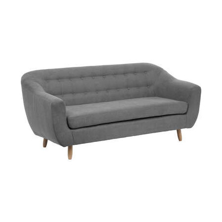 Canapé 3 places rétro en tissu - Gris - L 1M84 - Marque Atmosphera