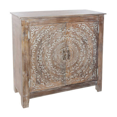 Meuble buffet 2 portes en bois Shirel - Marron - L. 90 x P. 40 x H. 90 cm