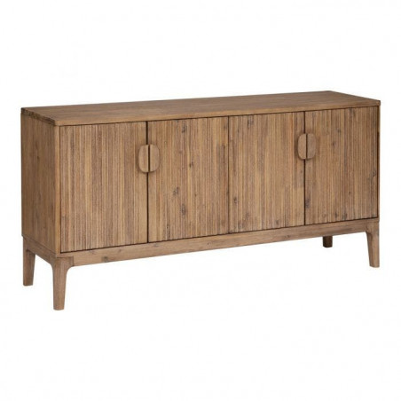 Buffet Sabon 4 portes en bois massif d'acacia - Marron - L 160 x P 45 x H 80 cm