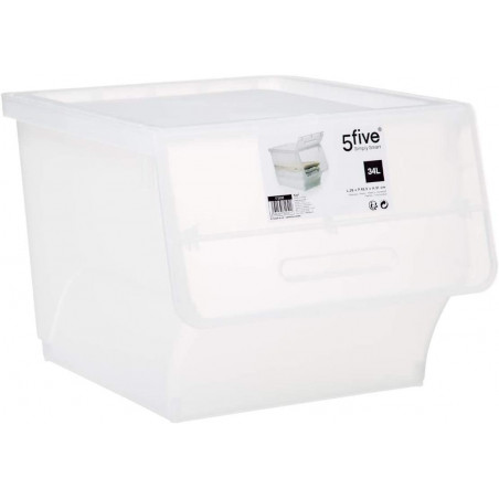 Boite de Rangement avec Ouverture Frontale 34 L - Transparent - P 46,2 x H 31 cm