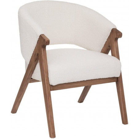 Fauteuil en tissu à bouclettes - Blanc - H 82,5 cm