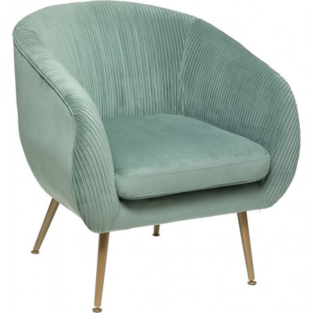 Fauteuil avec coussin déhoussable en velours "Solaro" - Vert jade - L 75 x H 78 cm