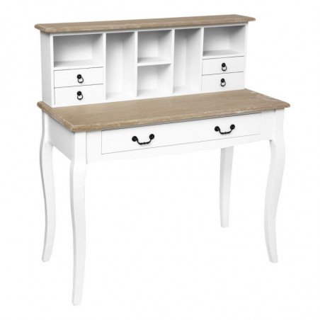 Meuble secrétaire 5 tiroirs en bois Chrysa - Blanc - L 100 x P 50 x H 111,5 cm
