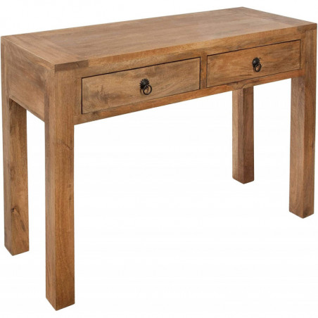 Console 2 tiroirs en bois Ajmal - Marron - L 120 x P 40 x H 80 cm - Collection Hacienda