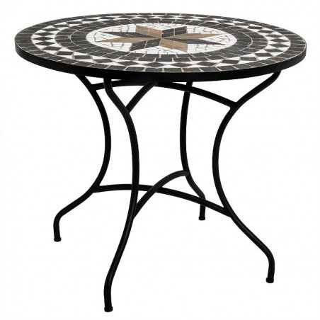 Table à manger mosaïque Kipos - Noir - D 90 x H 76 cm