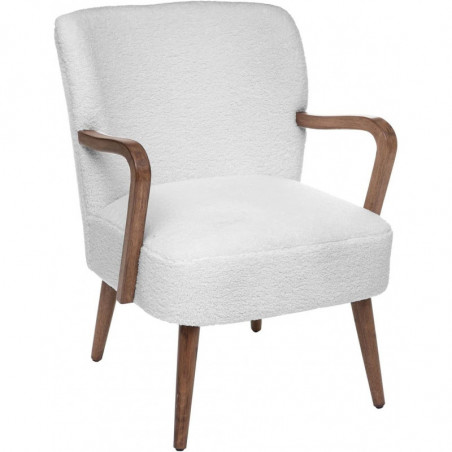 Fauteuil avec accoudoirs en tissu à bouclettes - Blanc - L 62,5 x H 79 cm - Collection Wild forest