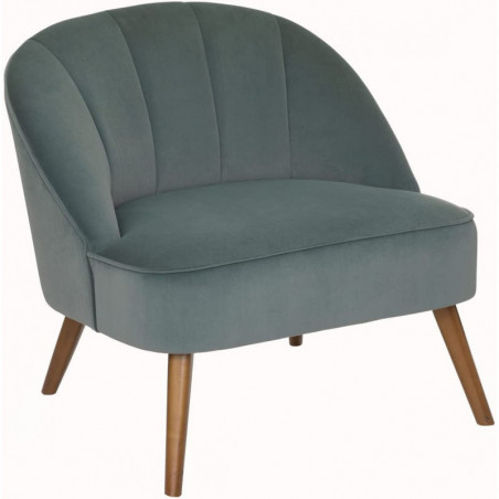 Fauteuil en velours Naova - Vert - L 78 x H 71 cm