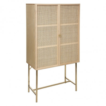 Meuble buffet haut Rayo en cannage - Beige - L 80 x P 41,7 x H 165,3 cm