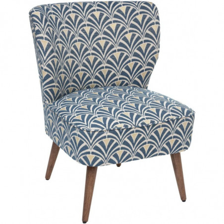 Fauteuil chenille Chiara en tissu - Bleu - L 63 x H 79 cm